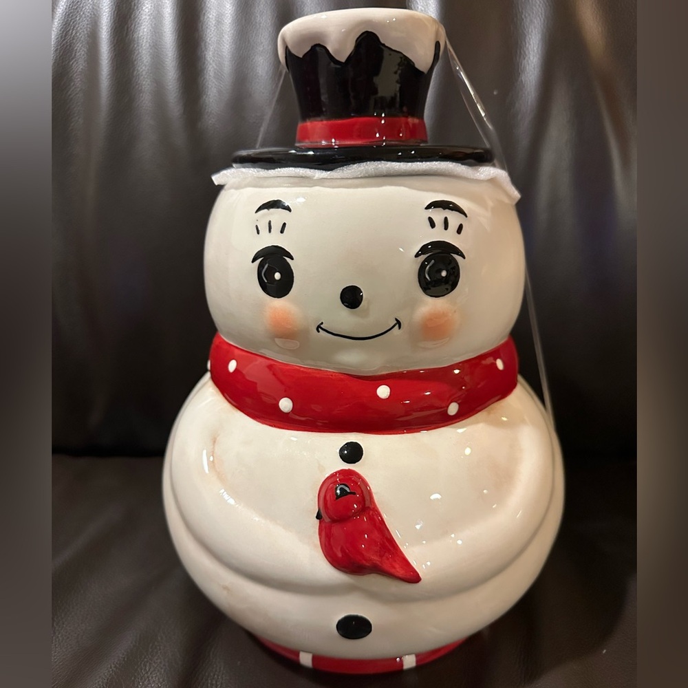 Johanna Parker Snowman Cookie Jar New!